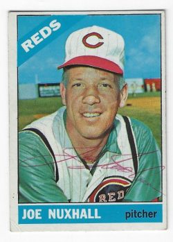 Autographed JOE NUXHALL Cincinnati Reds 1966 Topps Card