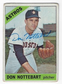 Autographed DON NOTTEBART Houston Astros 1966 Topps Card