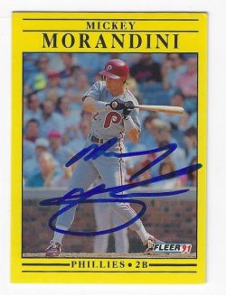 Autographed MICKEY MORANDINI Philadelphia Phillies 1991 Fleer Card