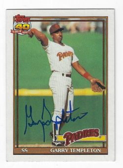Autographed GARRY TEMPLETON San Diego Padres 1991 Topps Card