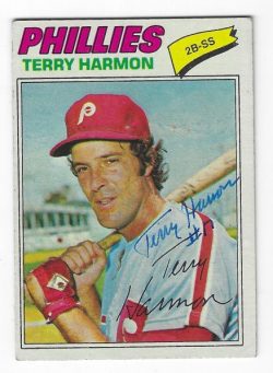 Autographed TERRY HARMON Philadelphia Phillies 1977 Topps Card