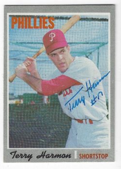 Autographed TERRY HARMON Philadelphia Phillies 1970 Topps Card