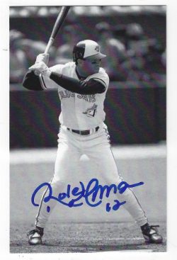 Autographed ROBERTO ALOMAR Toronto Blue Jays BxW Post Card