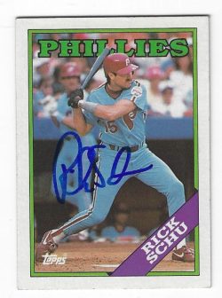 Autographed RICK SCHU Philadelphia Phillies 1988 Topps Card