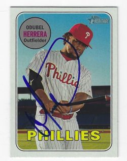 Autographed ODUBEL HERRERA Philadelphia Phillies 2018 Topps Heritage Card