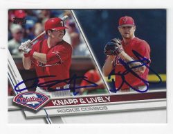Autographed ANDREW KNAPP & BEN LIVELY Philadelphia Phillies 2017 Topps Card