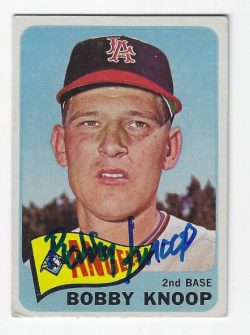 Autographed BOBBY KNOOP Los Angeles Angels 1965 Topps Card