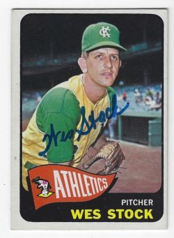 Autographed WES STOCK Kansas City A's 1965 Topps Card