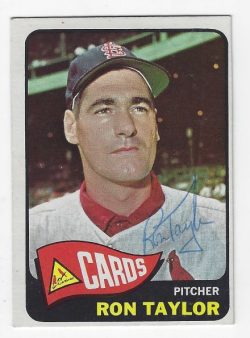 Autographed RON TAYLOR St. Louis Cardinals 1965 Topps Card