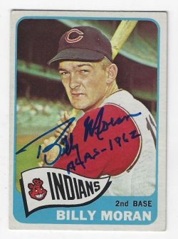 Autographed BILLY MORAN Cleveland Indians 1965 Topps Card