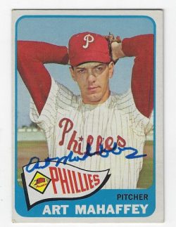 Autographed ART MAHAFFEY Philadelphia Phillies 1965 Topps Card