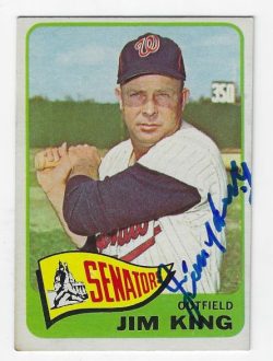 Autographed JIM KING Washington Senators 1965 Topps Card