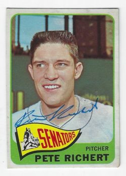 Autographed PETE RICHERT Washington Senators 1965 Topps Card