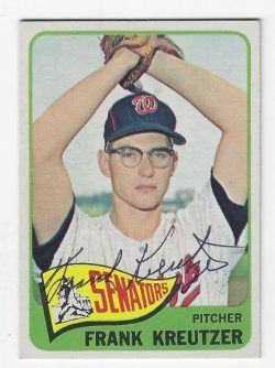 Autographed FRANK KREUTZER Washington Senators 1965 Topps Card