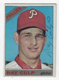 Autographed RAY CULP Philadelphia Phillies 1966 Topps Card