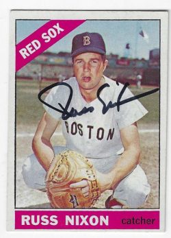 Autographed RUSS NIXON Boston Red Sox 1966 Topps Card