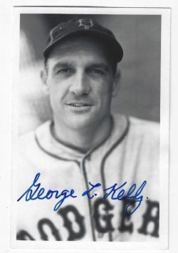 Autographed GEORGE KELLY Brooklyn Dodgers BxW Rowe Post Card