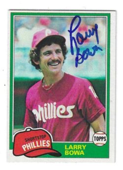 Autographed LARRY BOWA Philadelphia Phillies 1981 Topps Card