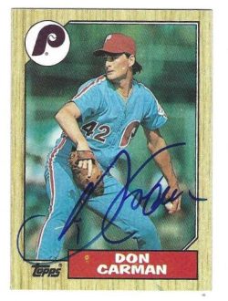 Autographed DON CARMAN Philadelphia Phillies 1987 Topps Card
