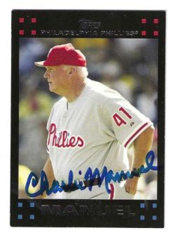 Autographed CHARLIE MANUEL Philadelphia Phillies 2007 Topps Card