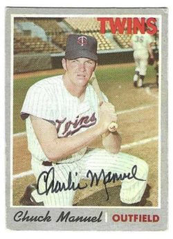 Autographed CHARLIE MANUEL Minnesota Twins 1970 Topps Card