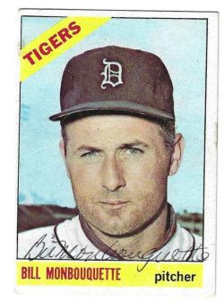 Autographed BILL MONBOUQUETTE Detroit Tigers 1966 Topps Card