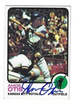 Autographed AMOS OTIS Kansas City Royals 1973 Topps Card