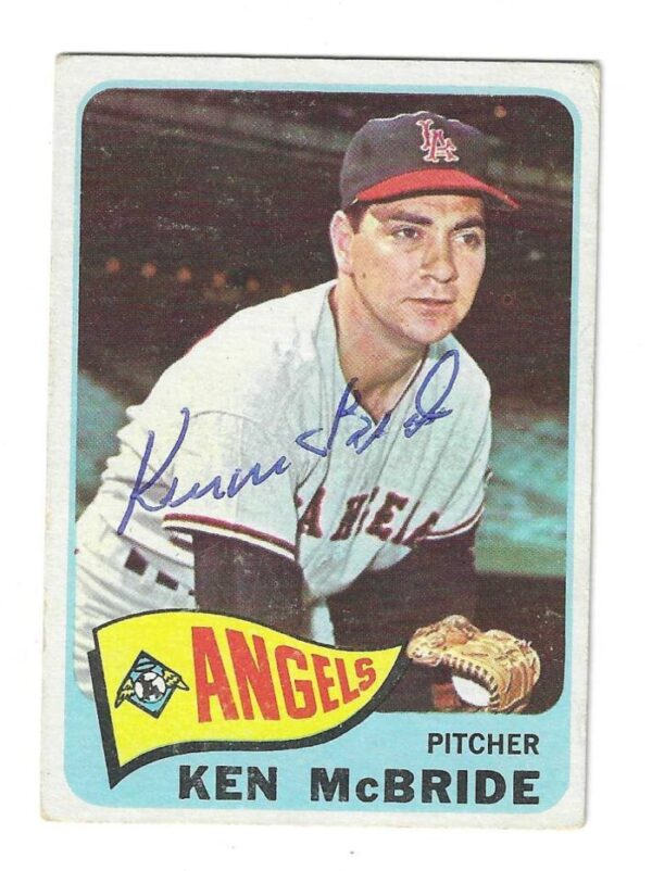 Autographed KEN MCBRIDE Los Angeles Angels 1965 Topps Card