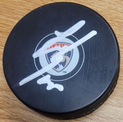 Autographed SPENCER KNIGHT Florida Panthers Hockey Puck