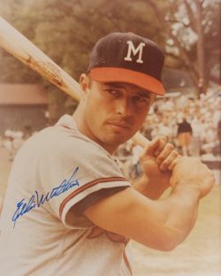 Autographed EDDIE MATHEWS 11x14 Milwaukee Braves photo
