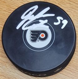 Autographed JACKSON CATES Philadelphia Flyers Hockey Puck