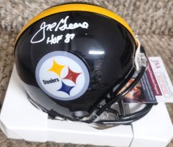 Autographed JOE GREENE HOF 87 Pittsburgh Steelers Mini Helmet -JSA Witness COA