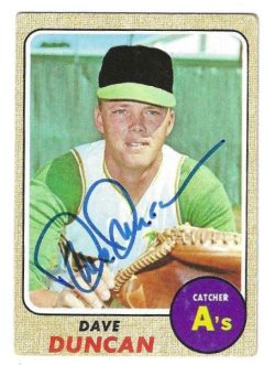 Autographed DAVE DUNCAN Oakland A's 1968 Topps Card