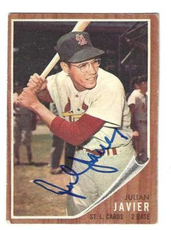 Autographed JULIAN JAVIER St. Louis Cardinals 1962 Topps Card