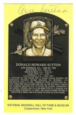 Autographed Don Sutton Hall of Fame Gold Plaque