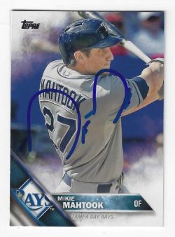 Autographed MIKE MAHTOOK Tampa Bay Rays 2016 Topps Card
