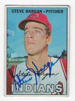 Autographed STEVE HARGAN Cleveland Indians 1967 Topps Card
