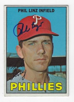 Autographed PHIL LINZ Philadelphia Phillies 1967 Topps Card