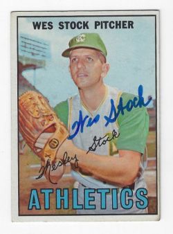 Autographed WES STOCK Oakland A's 1967 Topps Card