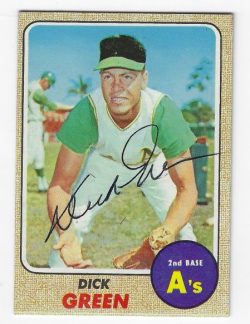 Autographed DICK GREEN Oakland A's 1968 Topps Card