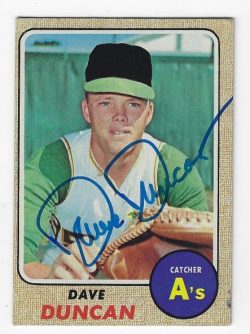 Autographed DAVE DUNCAN Oakland A's 1968 Topps Card