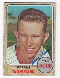 Autographed DARRELL SUTHERLAND Cleveland Indians 1968 Topps Card