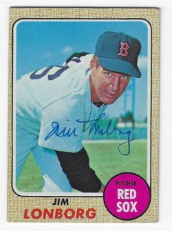 Autographed JIM LONBORG Boston Red Sox 1968 Topps Card