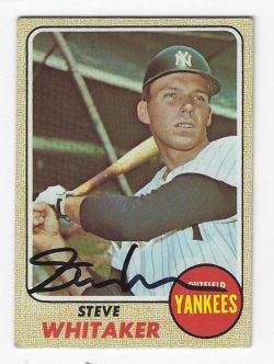 Autographed STEVE WHITAKER New York Yankees 1968 Topps Card