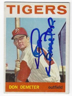 Autographed DON DEMETER Detroit Tigers 1964 Topps Card