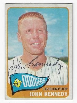 Autographed JOHN KENNEDY Los Angeles Dodgers 1965 Topps Card