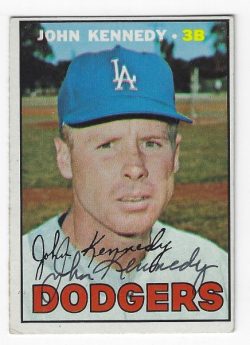 Autographed JOHN KENNEDY Los Angeles Dodgers 1967 Topps Card
