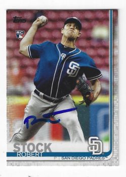 Autographed ROBERT STOCK San Diego Padres 2019 Topps Card