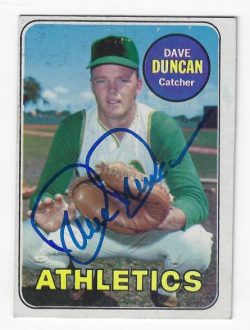 Autographed DAVE DUNCAN Oakland A's 1969 Topps Card