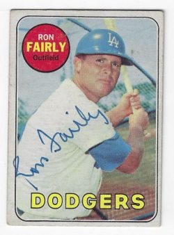 Autographed RON FAIRLY Los Angeles Dodgers 1969 Topps card